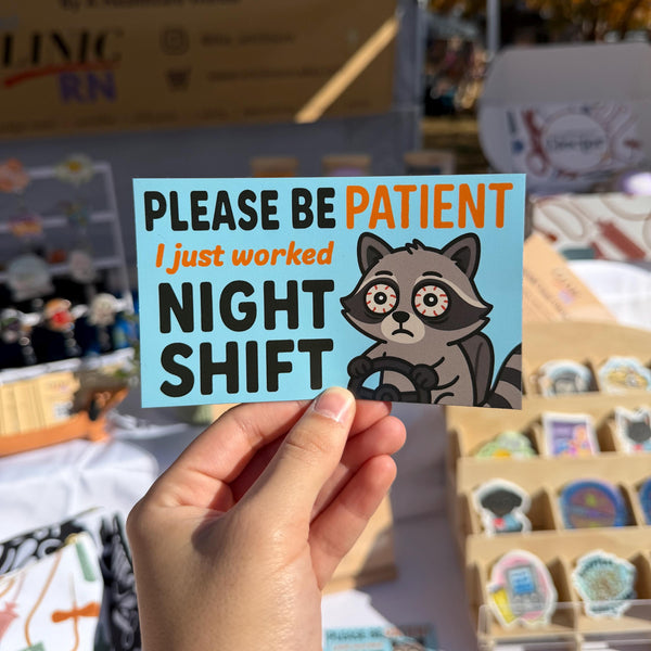 Night Shift Raccoon Car Magnet | Cute Magnet for Nurses, Magnet for Doctors, Magnet for Healthcare Workers | Funny Medical Magnets