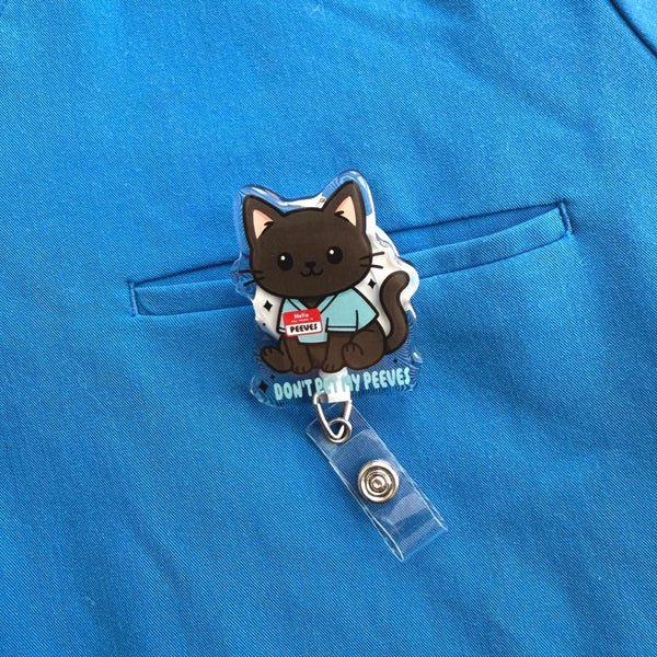 Don't Pet My Peeves Cat Badge Reel | Funny Cat Medical Badge Reel, Nurse Badge Reel, Doctor Badge Reel, Badge Reels for Healthcare Workers