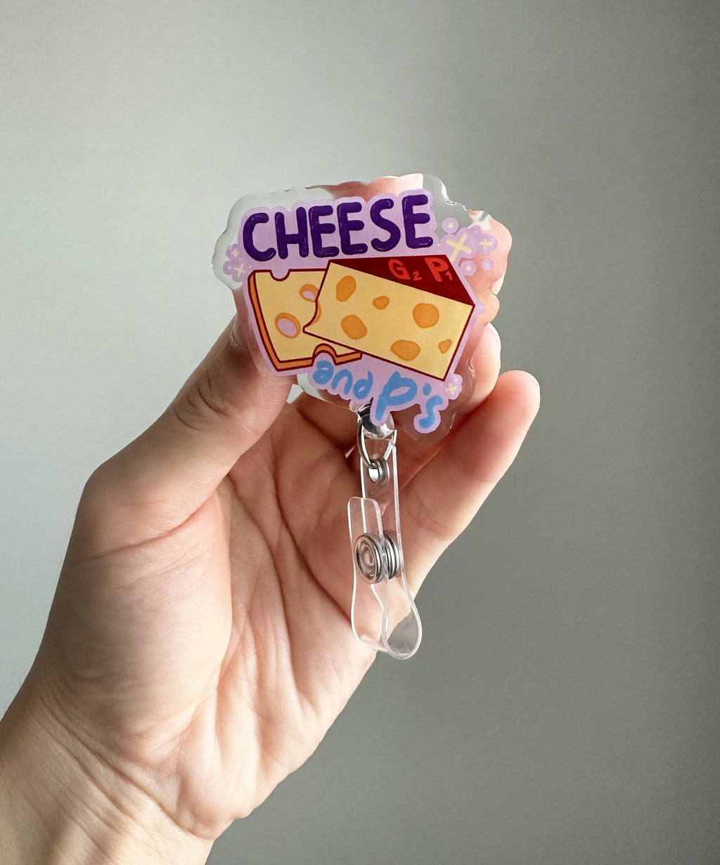 Cheese & Ps Badge Reel | Labor and Delivery Badge Reel, OB Nurse Badge Reel, Midwife Badge Reel, Doula Badge Reel, OBGYN Badge Reel