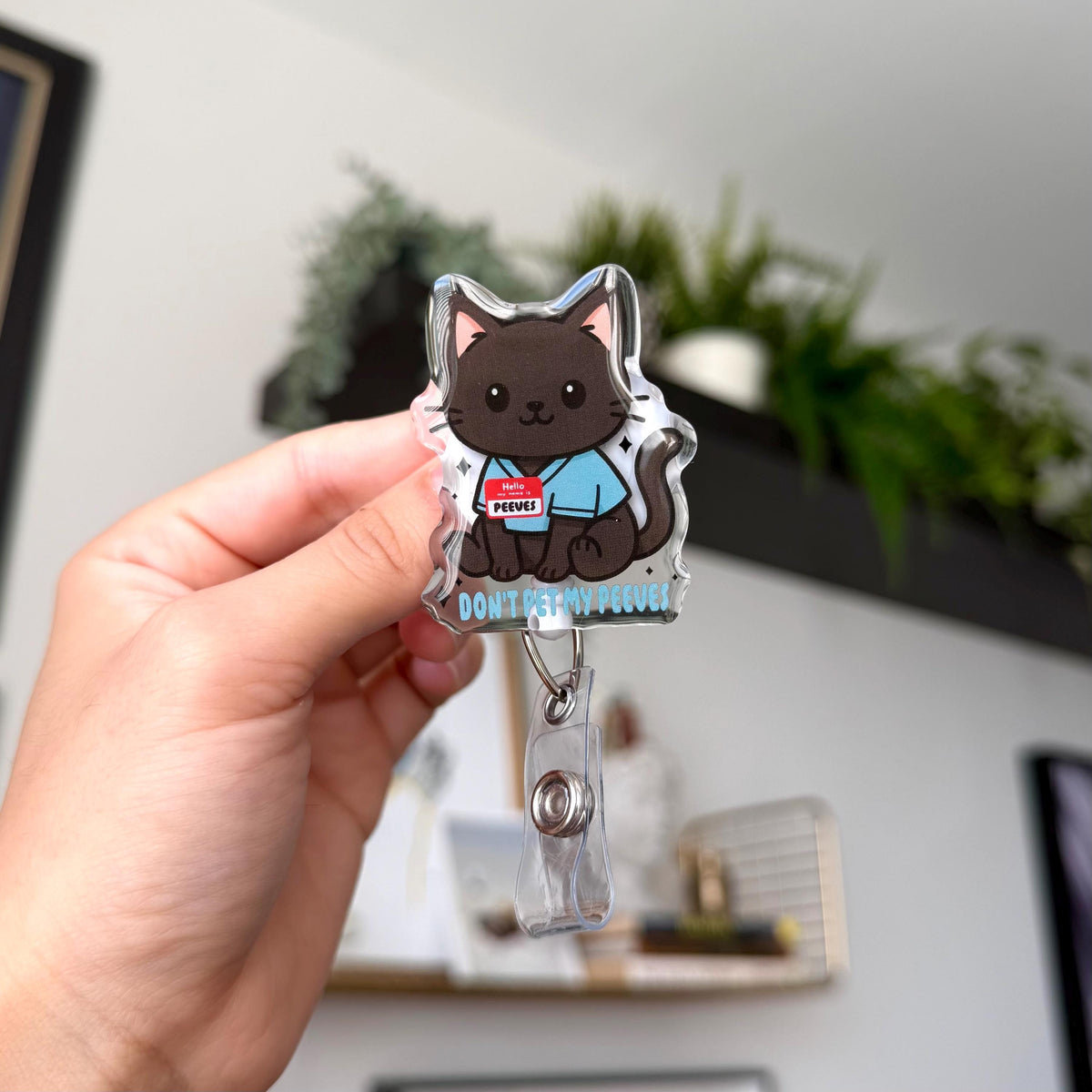 Don't Pet My Peeves Cat Badge Reel | Funny Cat Medical Badge Reel, Nurse Badge Reel, Doctor Badge Reel, Badge Reels for Healthcare Workers