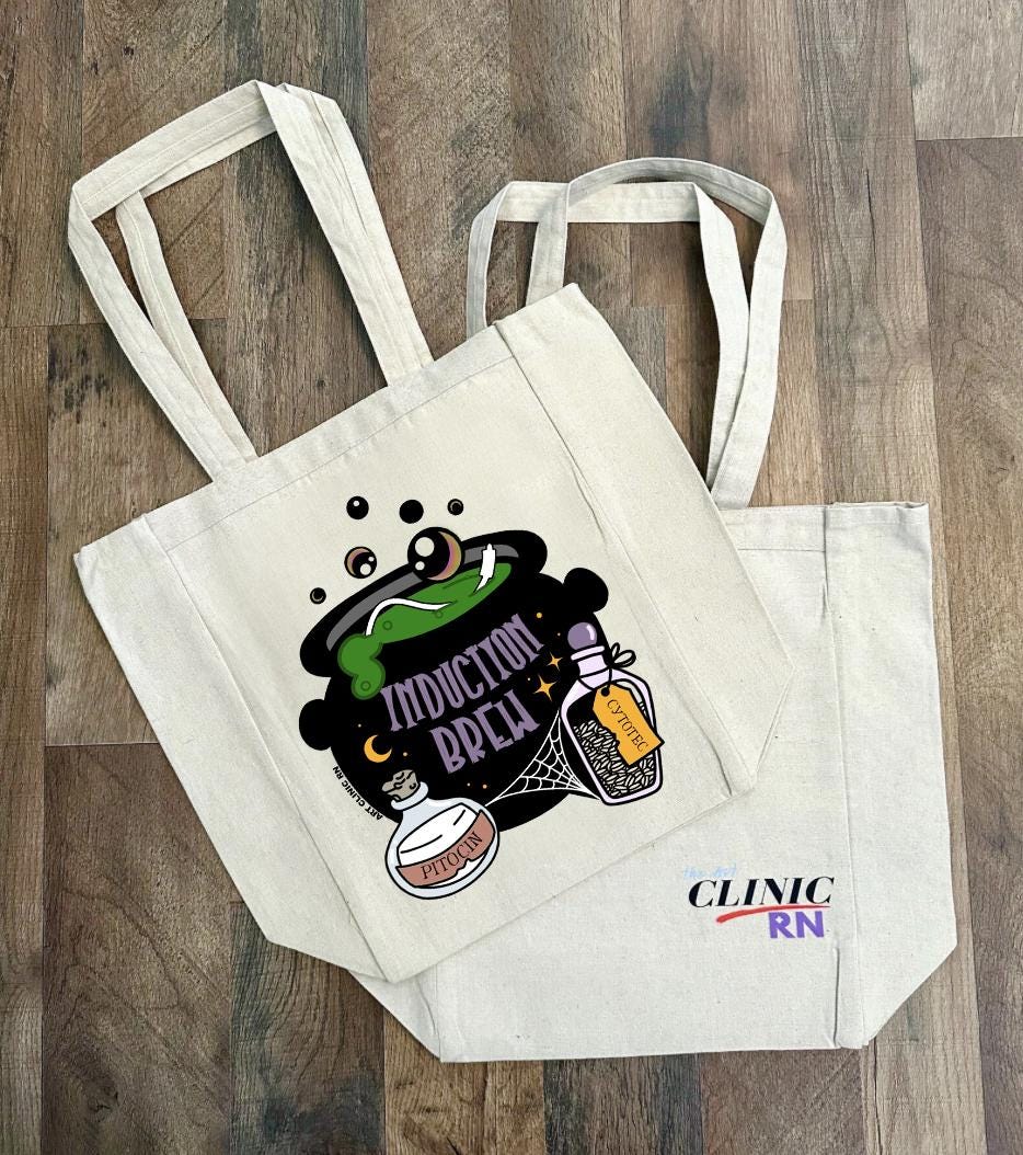 Induction Brew Halloween Tote Bag | L&D Nurse Bag, OBGYN Bag, Bags for Medical Professionals, Healthcare Bags, Bags for Nurses and Doctors
