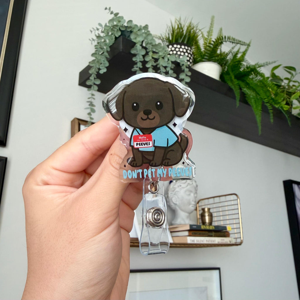 Don't Pet My Peeves Dog Badge Reel | Funny Dog Medical Badge Reel, Nurse Badge Reel, Doctor Badge Reel, Badge Reels for Healthcare Workers
