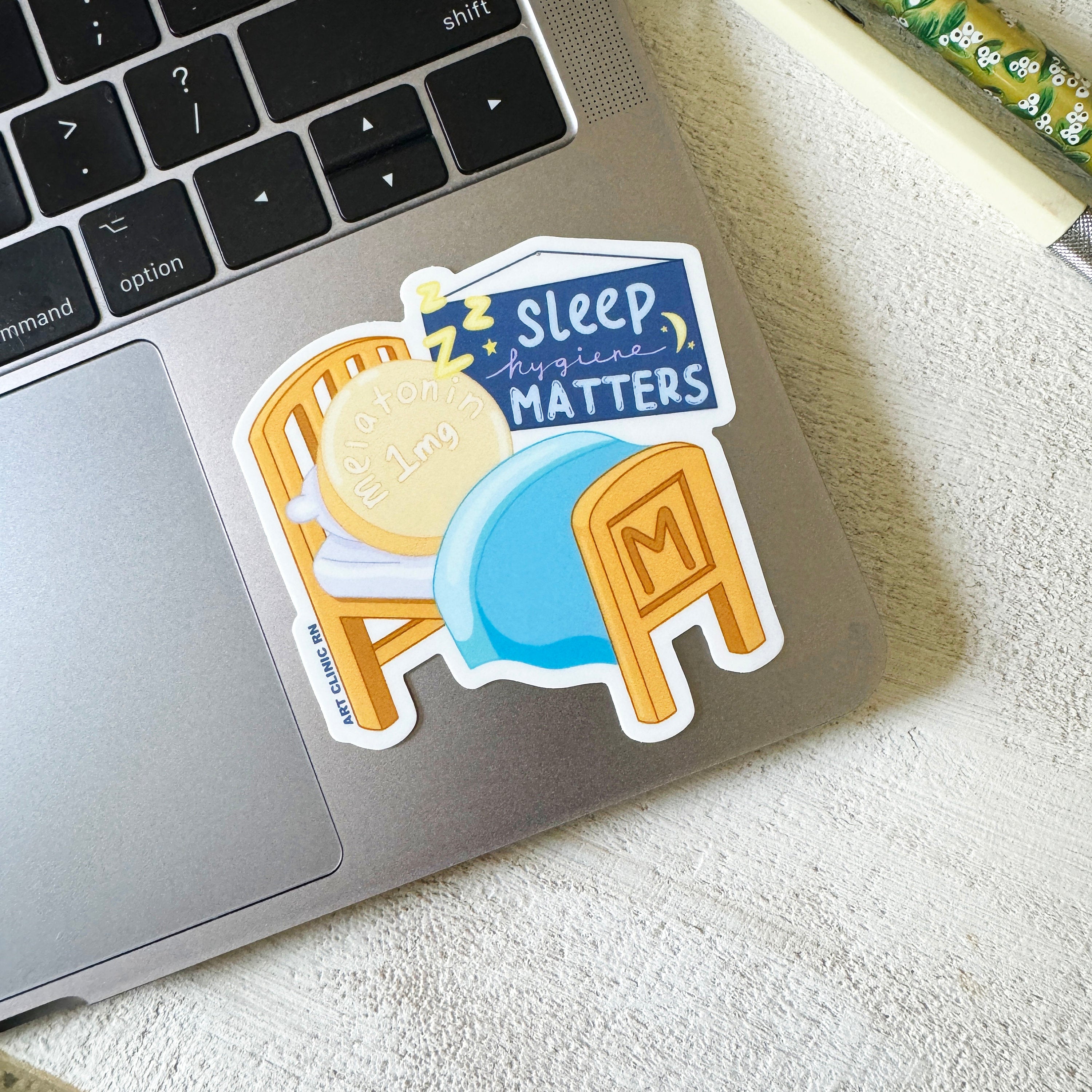 Melatonin Pill Sticker | Sleep Hygiene Matters Sticker | Psych Nurse Sticker, Psychiatrist Sticker, Therapist Sticker, Healthcare Sticker
