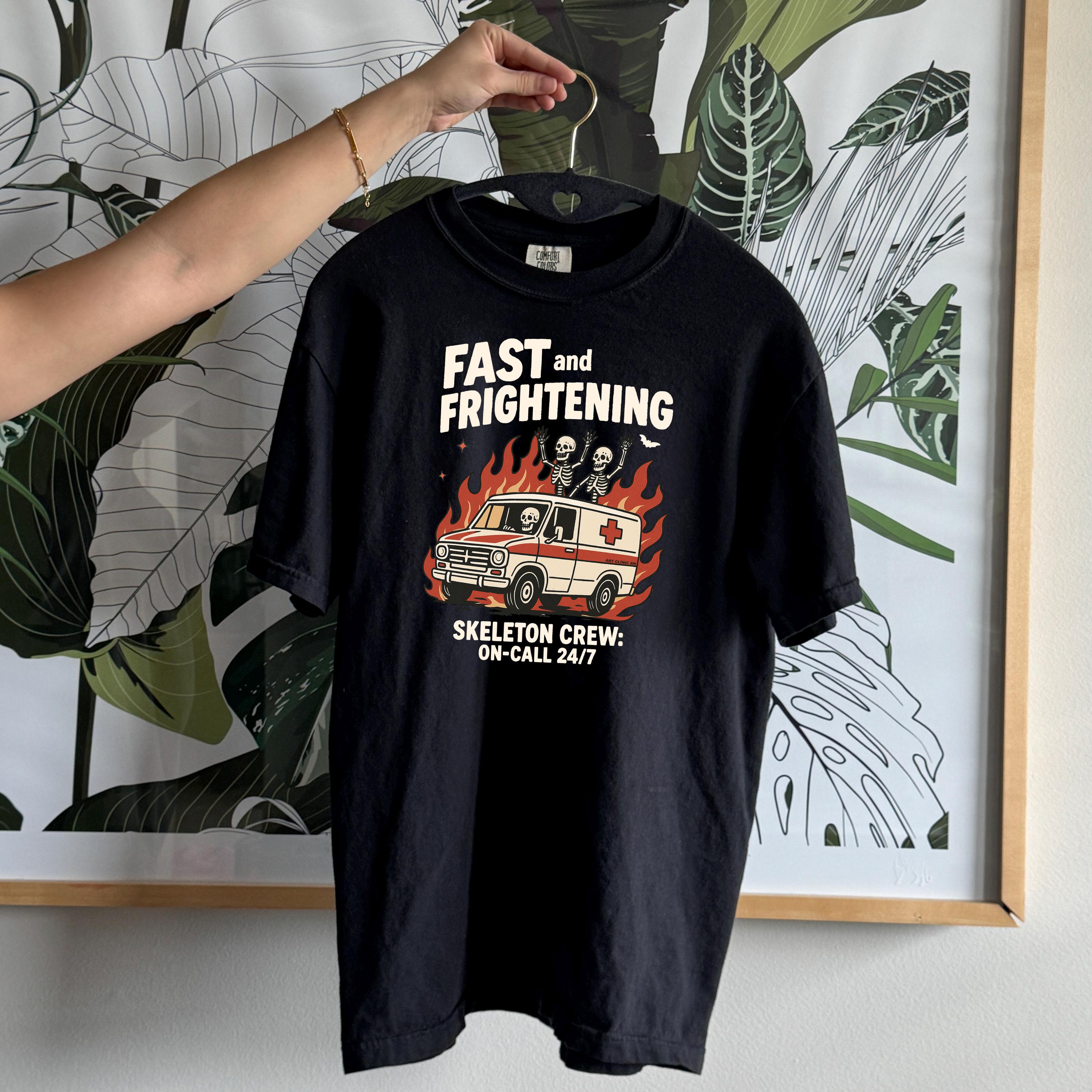 Fast and Frightening Ambulance Halloween Shirt | Spooky Nurse Shirt, Halloween Shirt for Doctors, Shirts for EMTs, Shirts for Paramedics