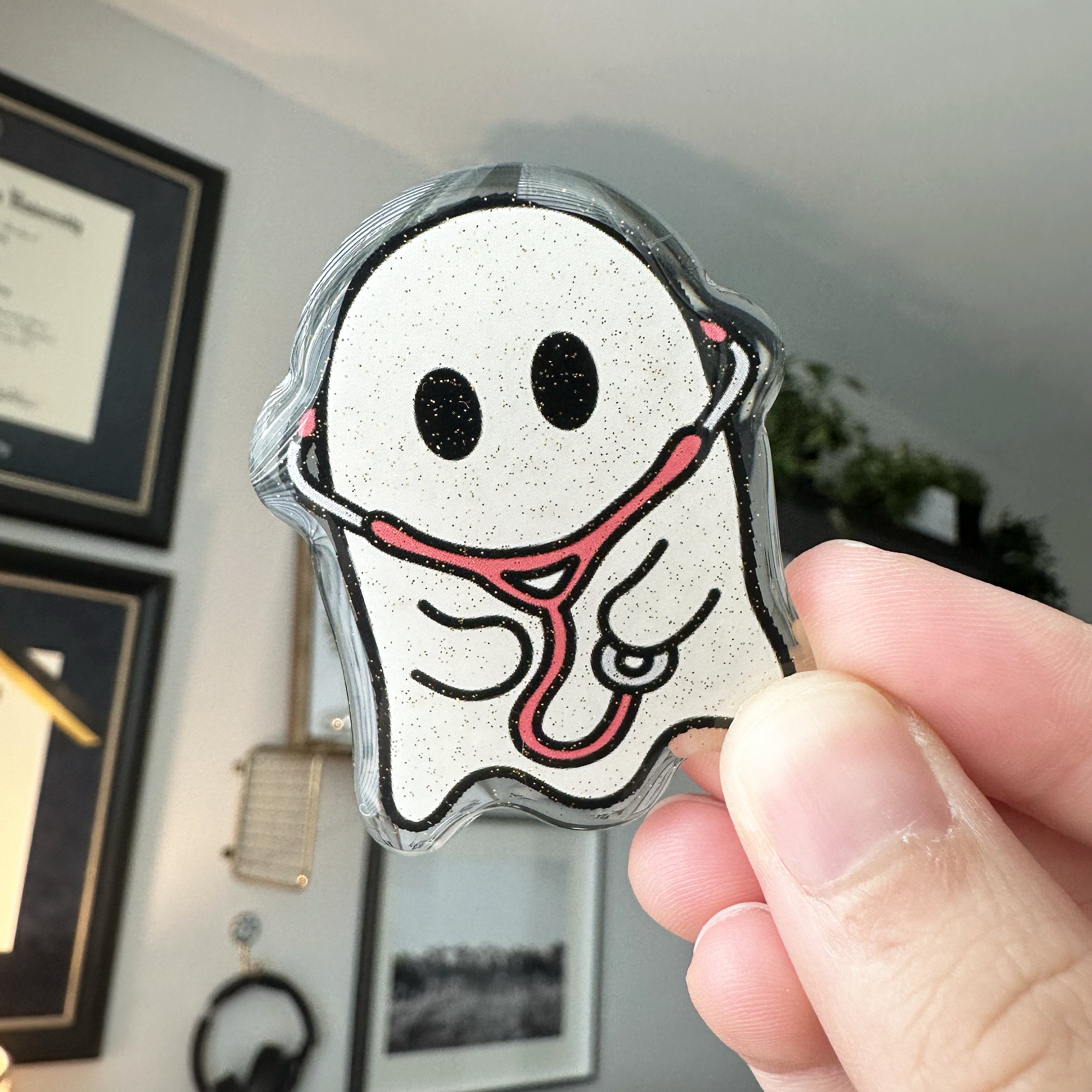 Medical Ghost Glitter Badge Reel | Medical Badge Reel, Badge Reel for Nurses, Badge Reel for Doctors, Halloween Badge Reel, Healthcare Badge