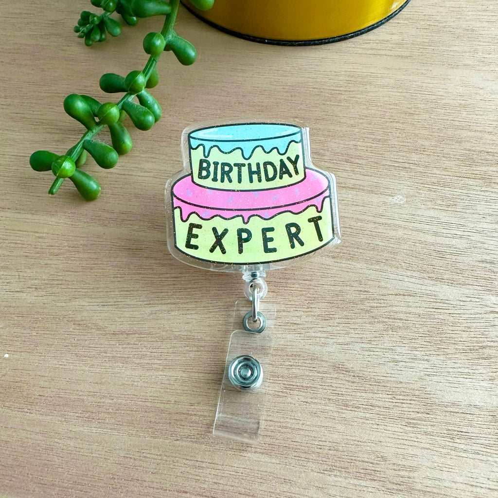 Birthday Expert Glitter Badge Reel