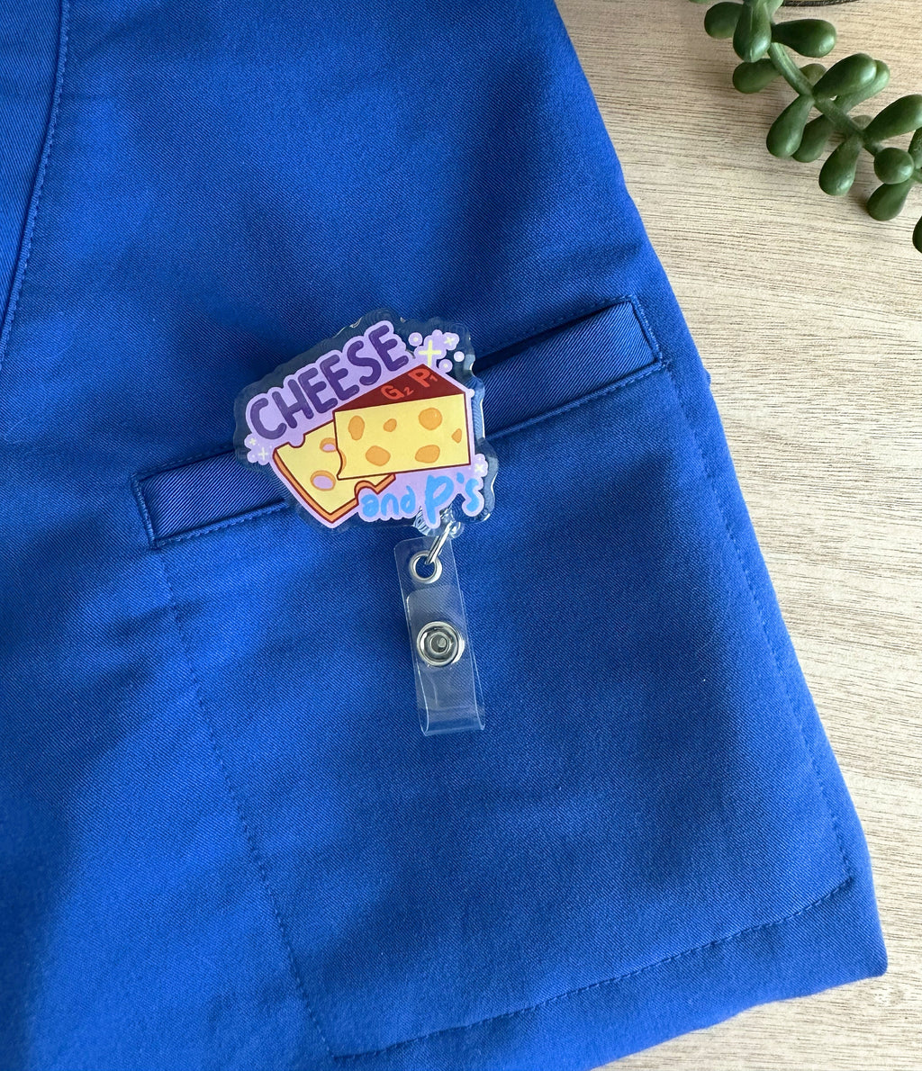 Cheese & Ps Badge Reel | Labor and Delivery Badge Reel, OB Nurse Badge Reel, Midwife Badge Reel, Doula Badge Reel, OBGYN Badge Reel