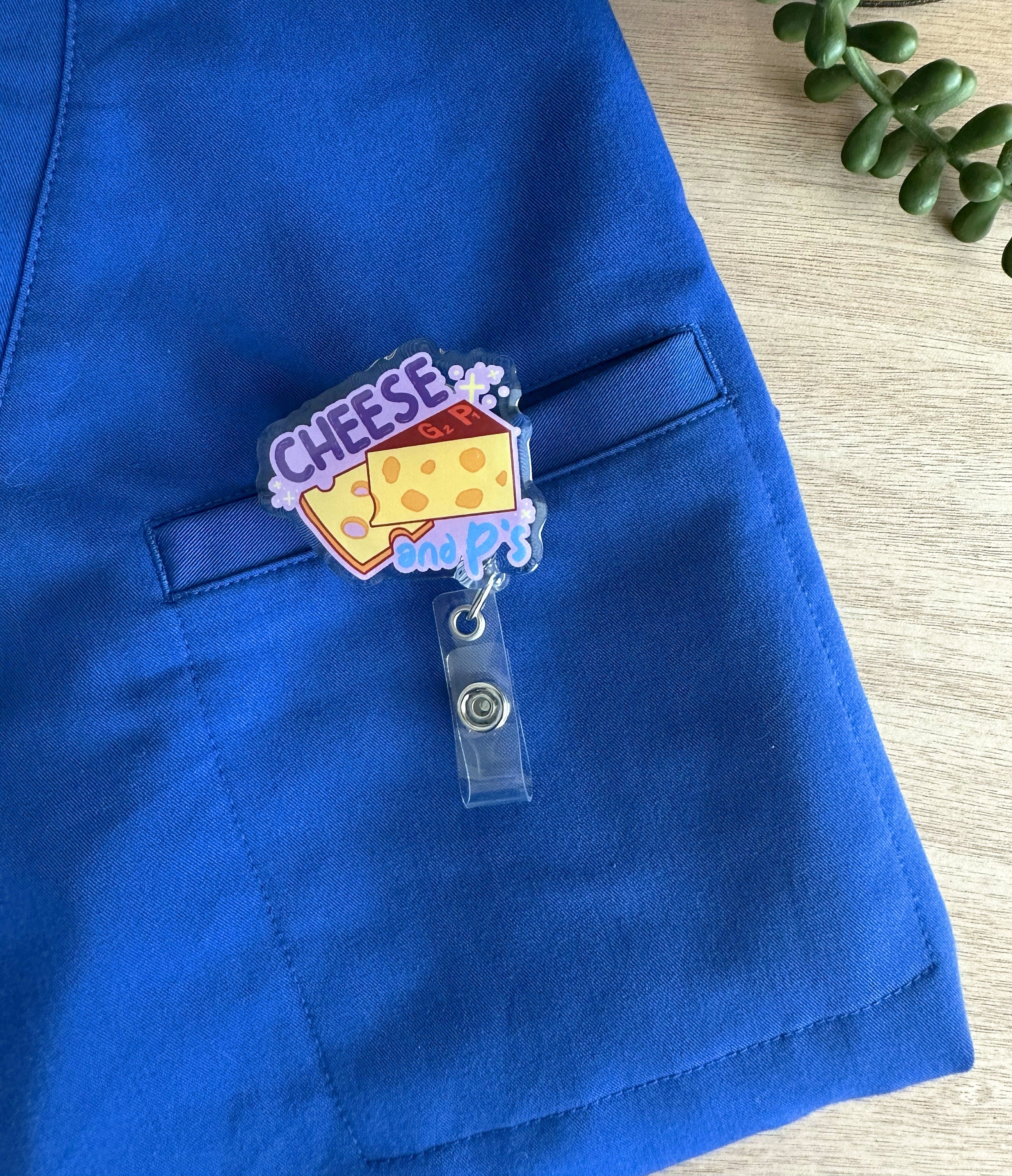 Cheese & Ps Badge Reel | Labor and Delivery Badge Reel, OB Nurse Badge Reel, Midwife Badge Reel, Doula Badge Reel, OBGYN Badge Reel