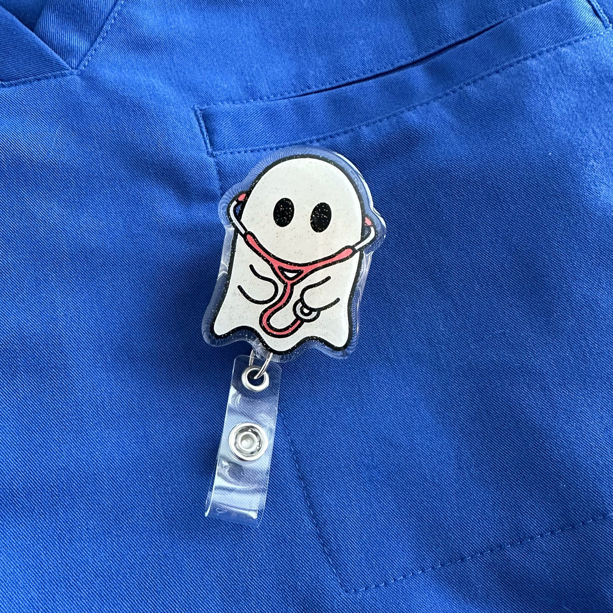 Medical Ghost Glitter Badge Reel | Medical Badge Reel, Badge Reel for Nurses, Badge Reel for Doctors, Halloween Badge Reel, Healthcare Badge