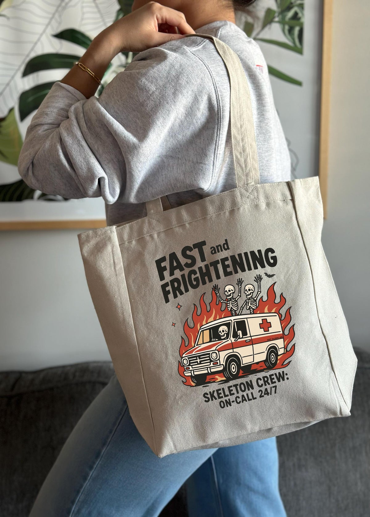 Fast and Frightening Ambulance Halloween Tote Bag | Halloween Nurse Bag, Halloween Doctor Bag, Bags for Paramedics, Bags for EMT, Spooky Bag
