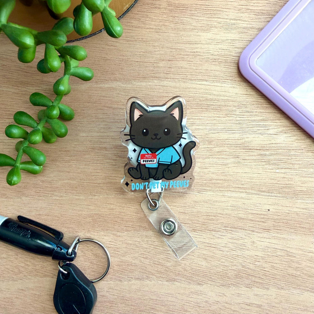 Don't Pet My Peeves Cat Badge Reel | Funny Cat Medical Badge Reel, Nurse Badge Reel, Doctor Badge Reel, Badge Reels for Healthcare Workers
