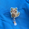 Coffee Raccoon Badge Reel