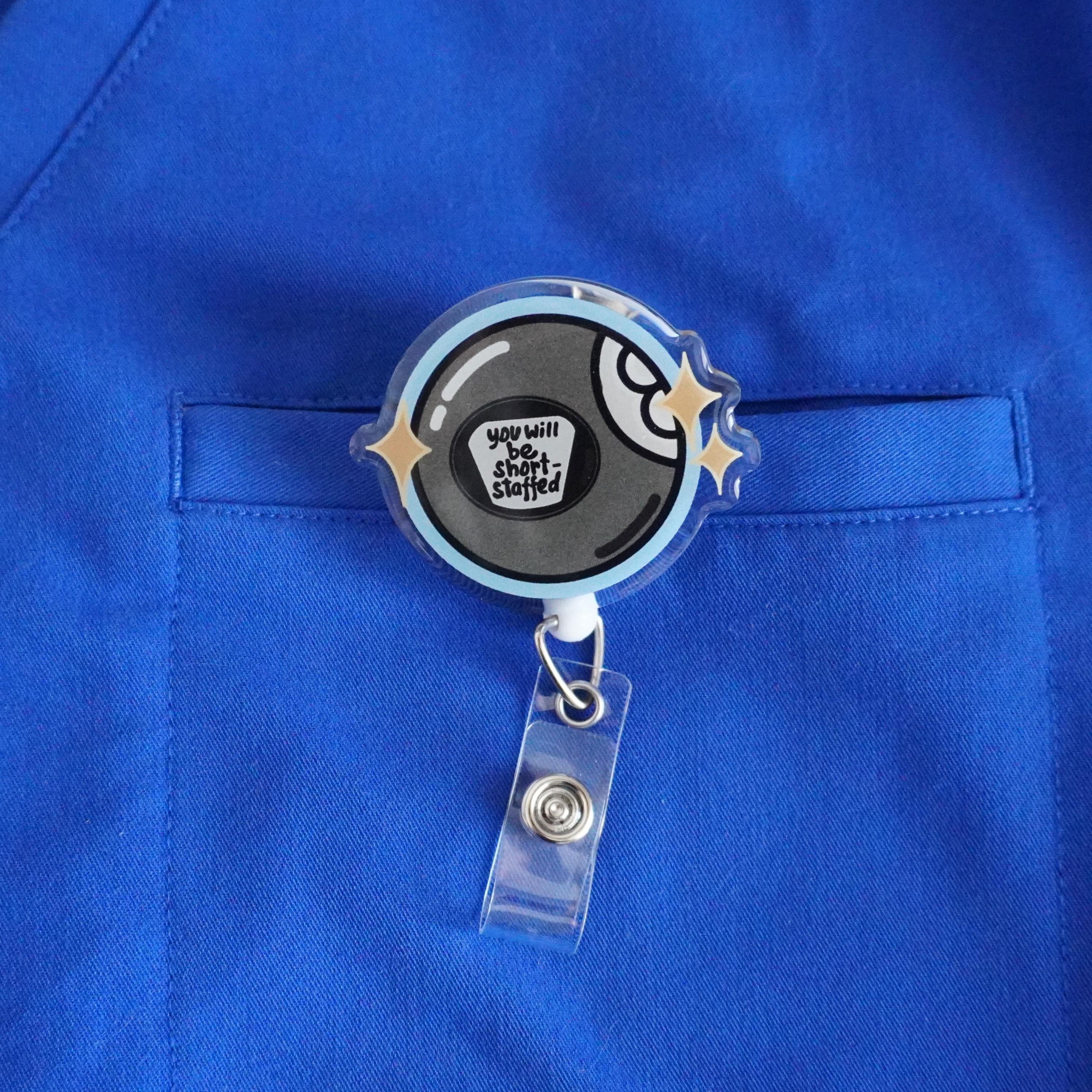 Magic 8 Ball Short Staffed Badge Reel