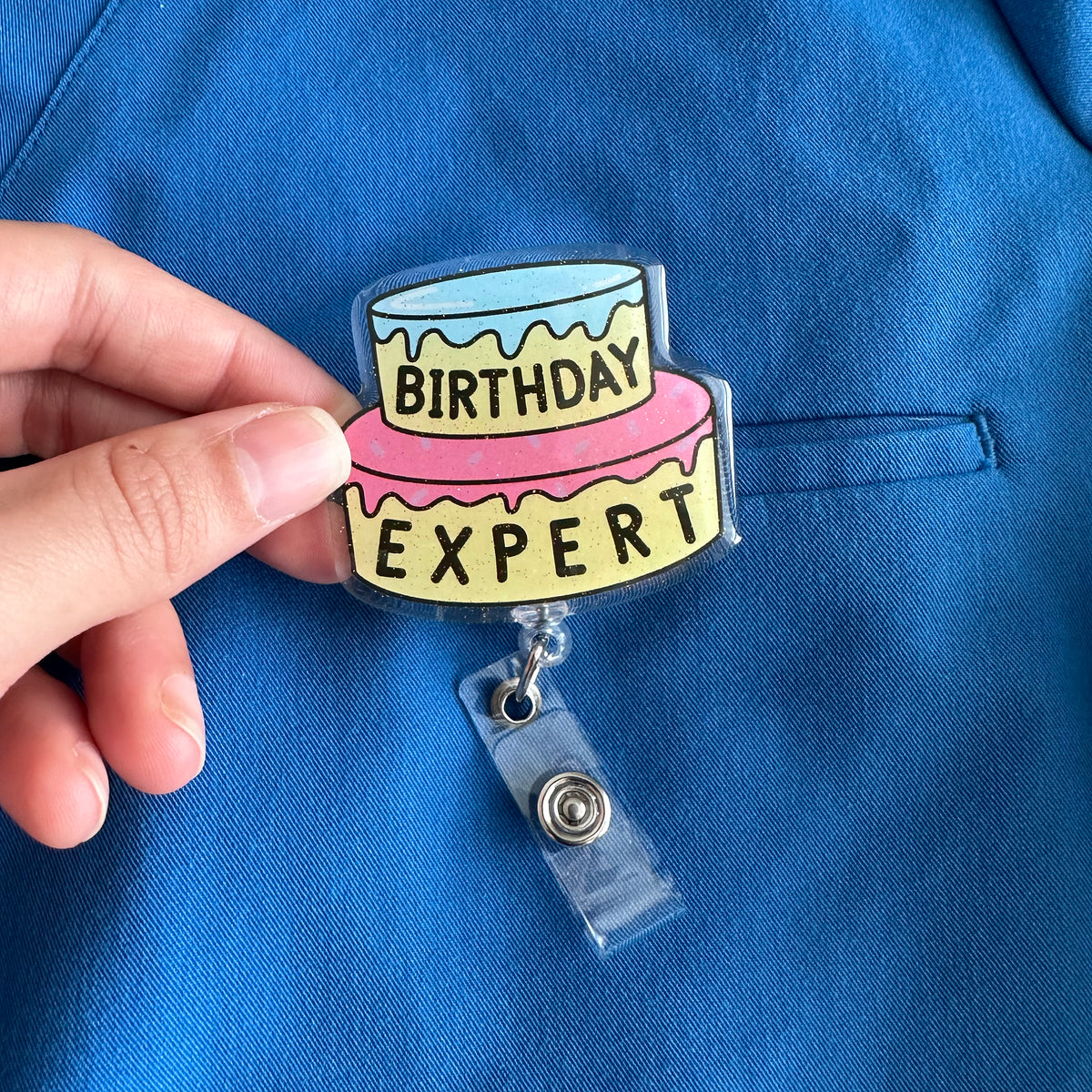 Birthday Expert Glitter Badge Reel