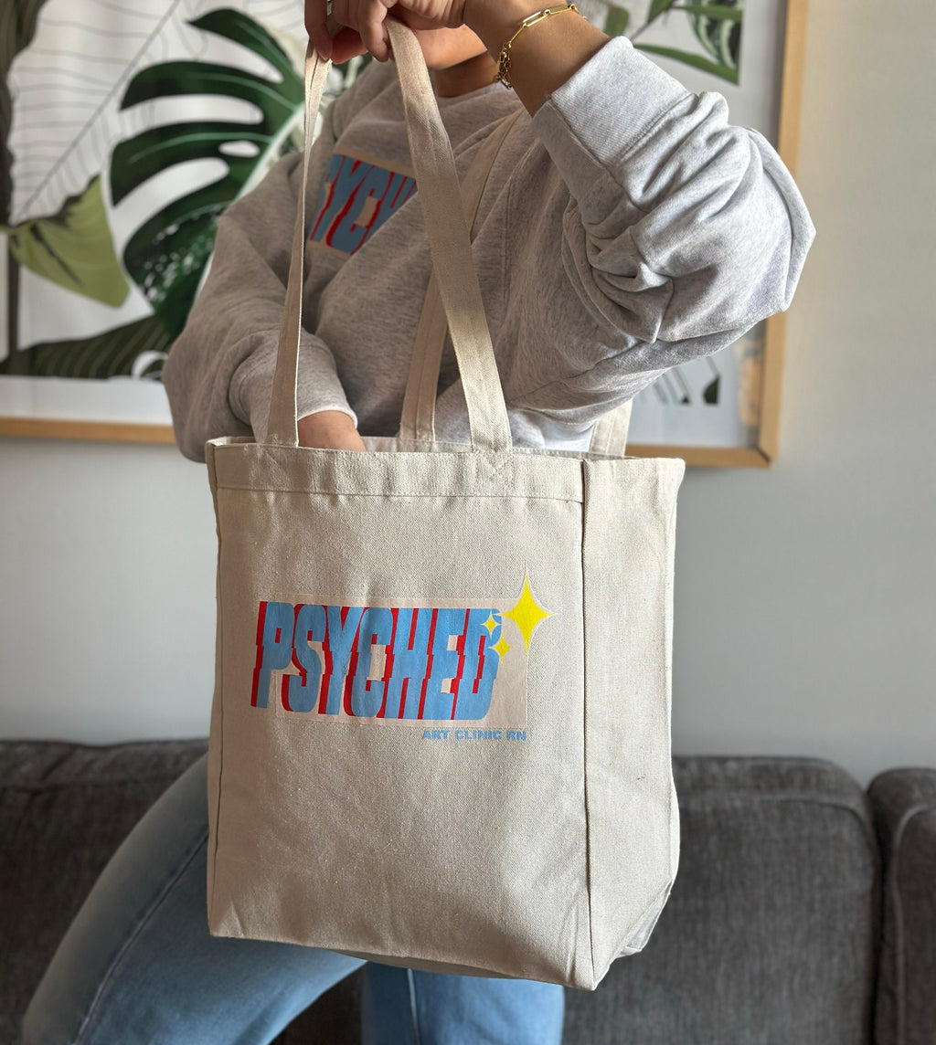 Psyched Tote Bag | Tote Bags for Psych Nurses | Tote Bags for Psychiatrists | Bags for Therapists | Bags for Healthcare Professionals