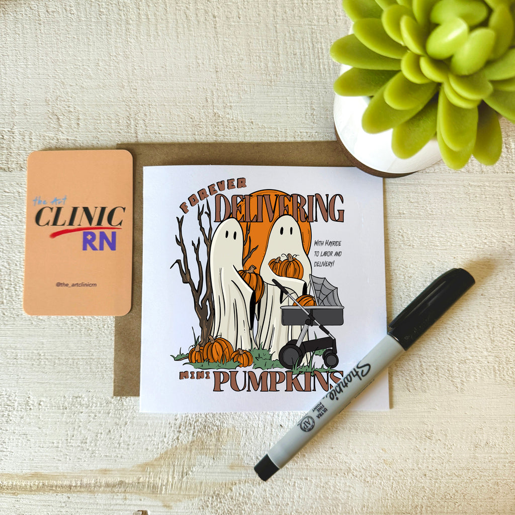 Labor and Delivery Halloween Card | Halloween Card for L&D Nurses, Halloween Card for OB Nurses, Halloween Card for OBGYNs | Medical Card