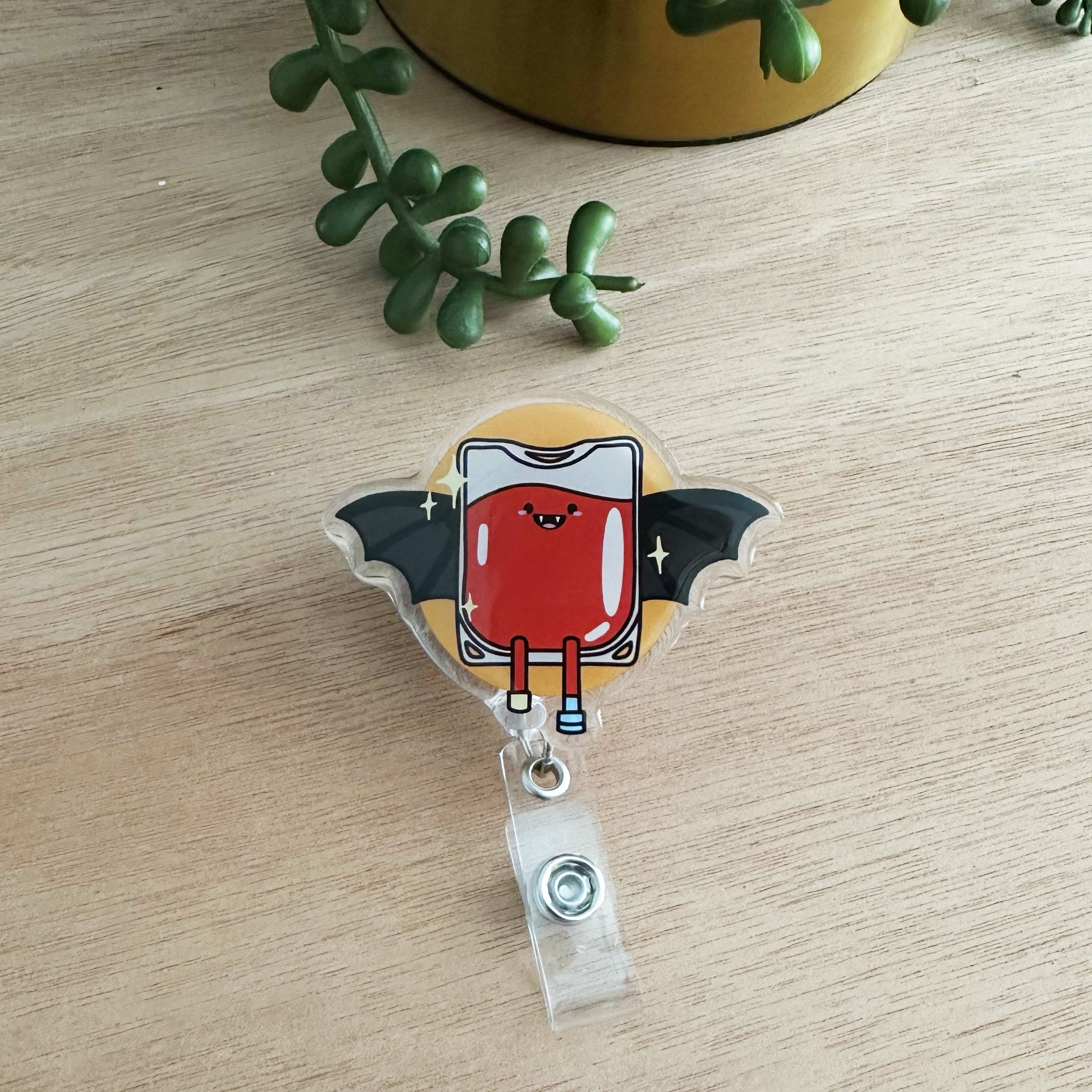 Blood Transfusion Bat Badge Reel | Medical Badge Reel, Badge Reel for Nurses, Badge Reel for Doctors, Halloween Badge Reel, Healthcare Badge